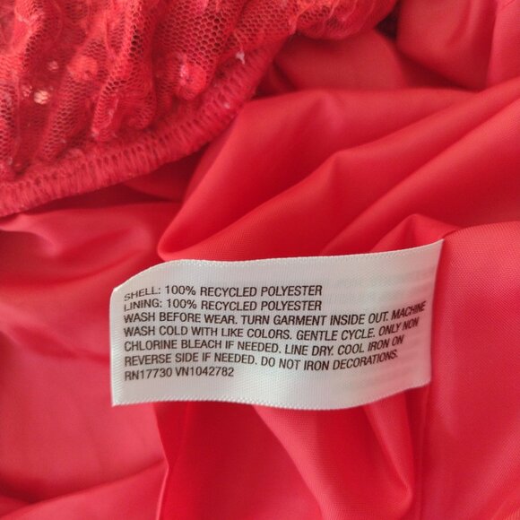 Cat & Jack Girls Red Sequin Dress XL 14 Puff Sleeve Fit n Flare - Picture 10 of 11